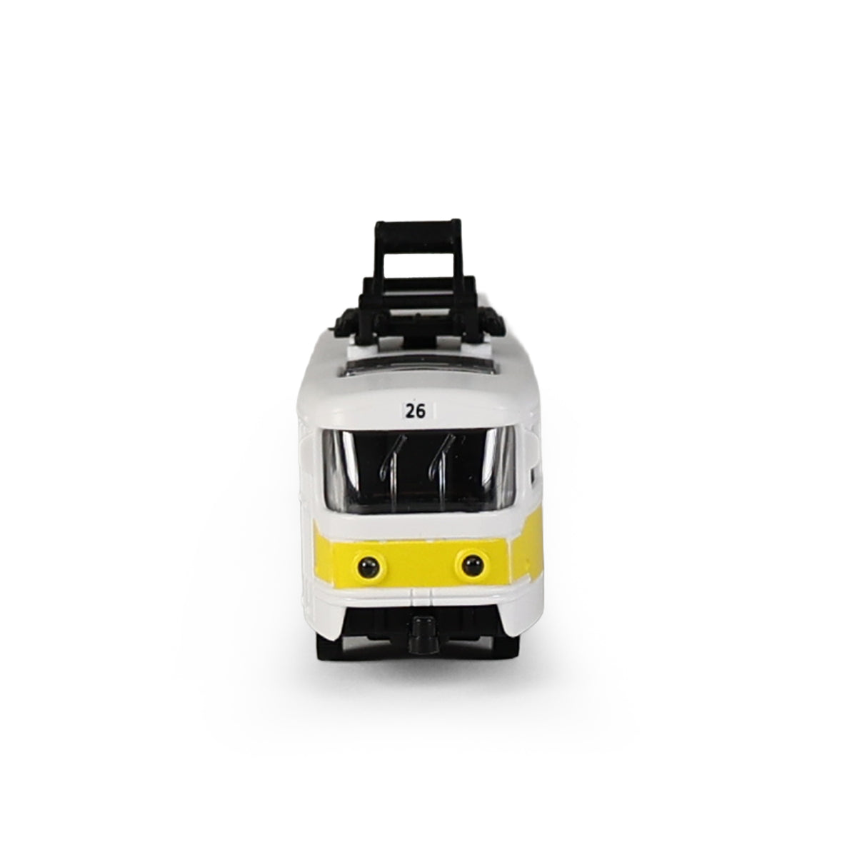 Yellow public transport tram 16 cm with opening doors