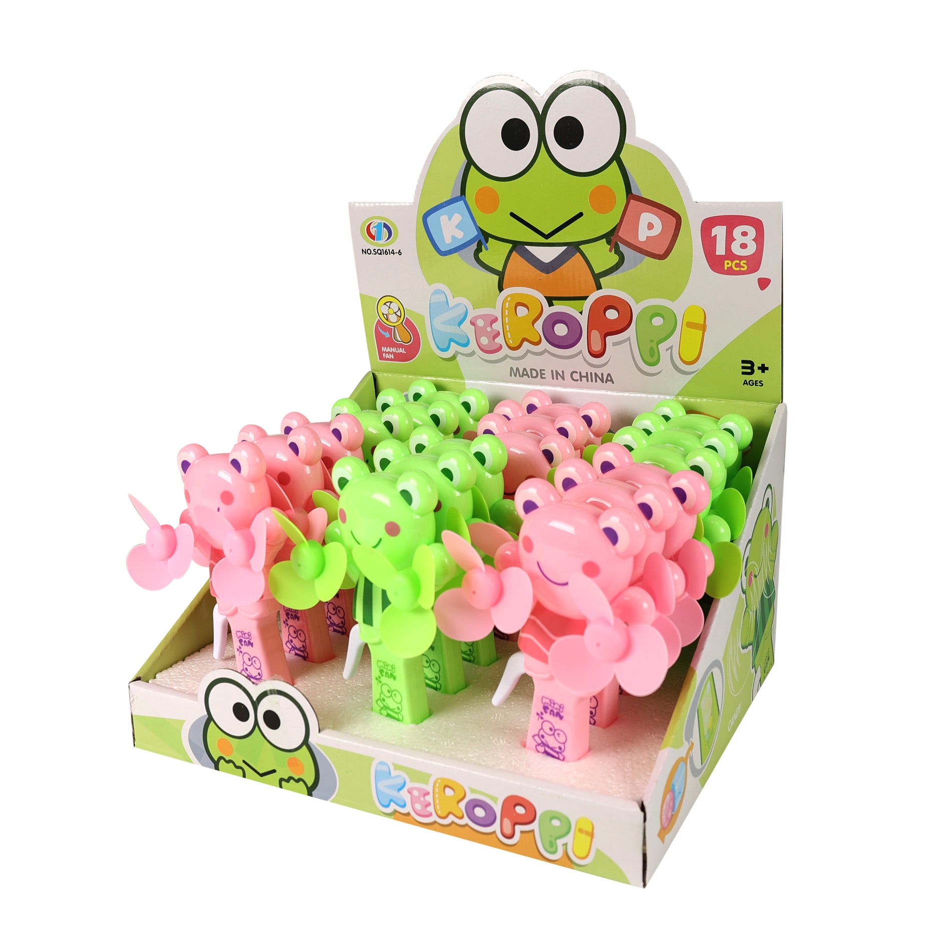 Hand-held plastic fan with frog