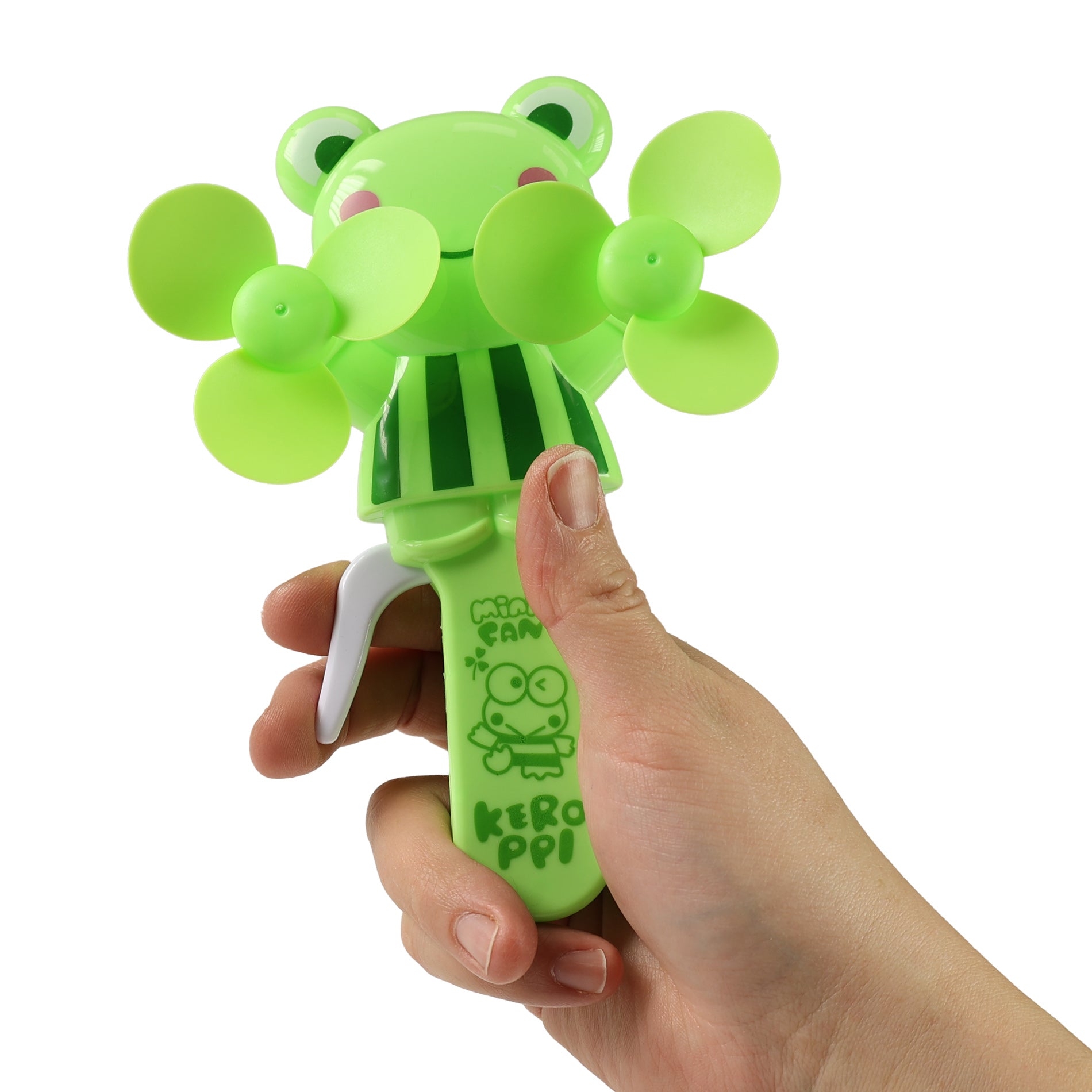 Hand-held plastic fan with frog