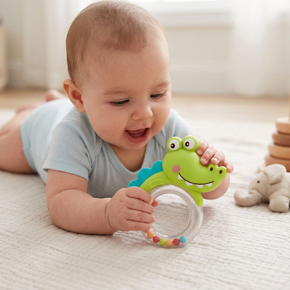 Baby rattle and teether crocodile
