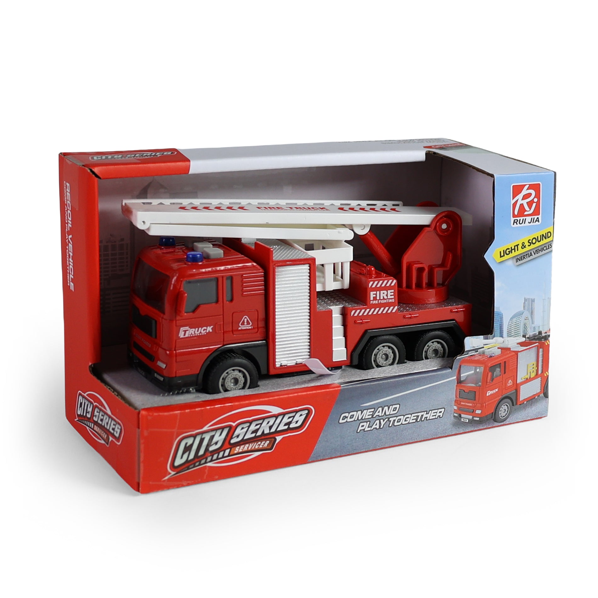 Fire truck with platform, sound and lights 15 cm