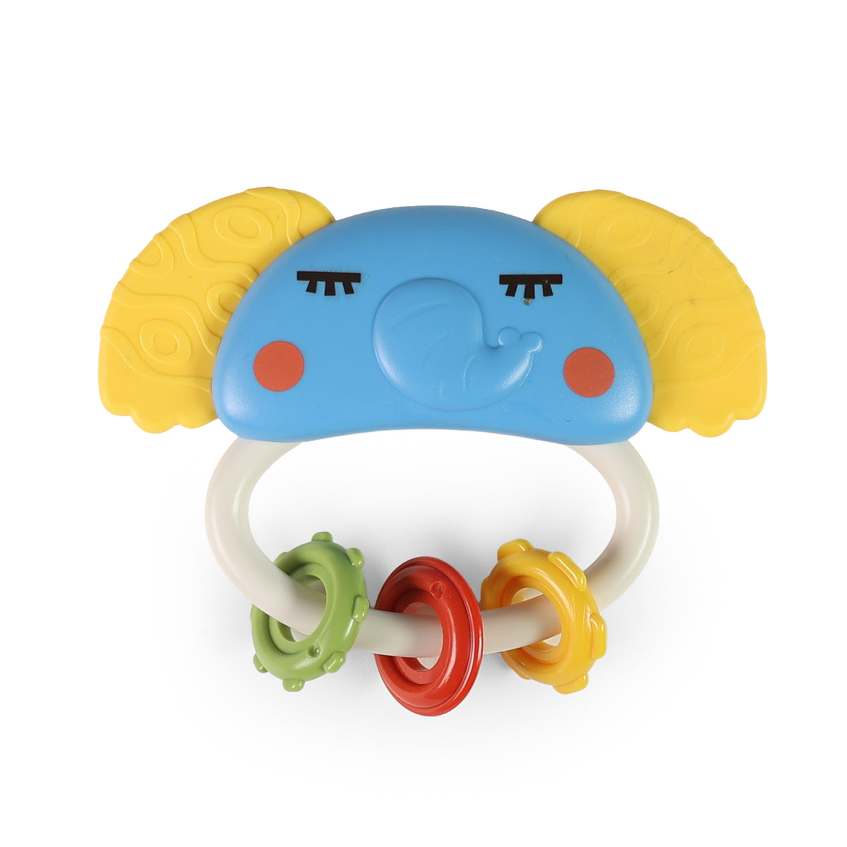 Baby rattle and teether colourful elephant
