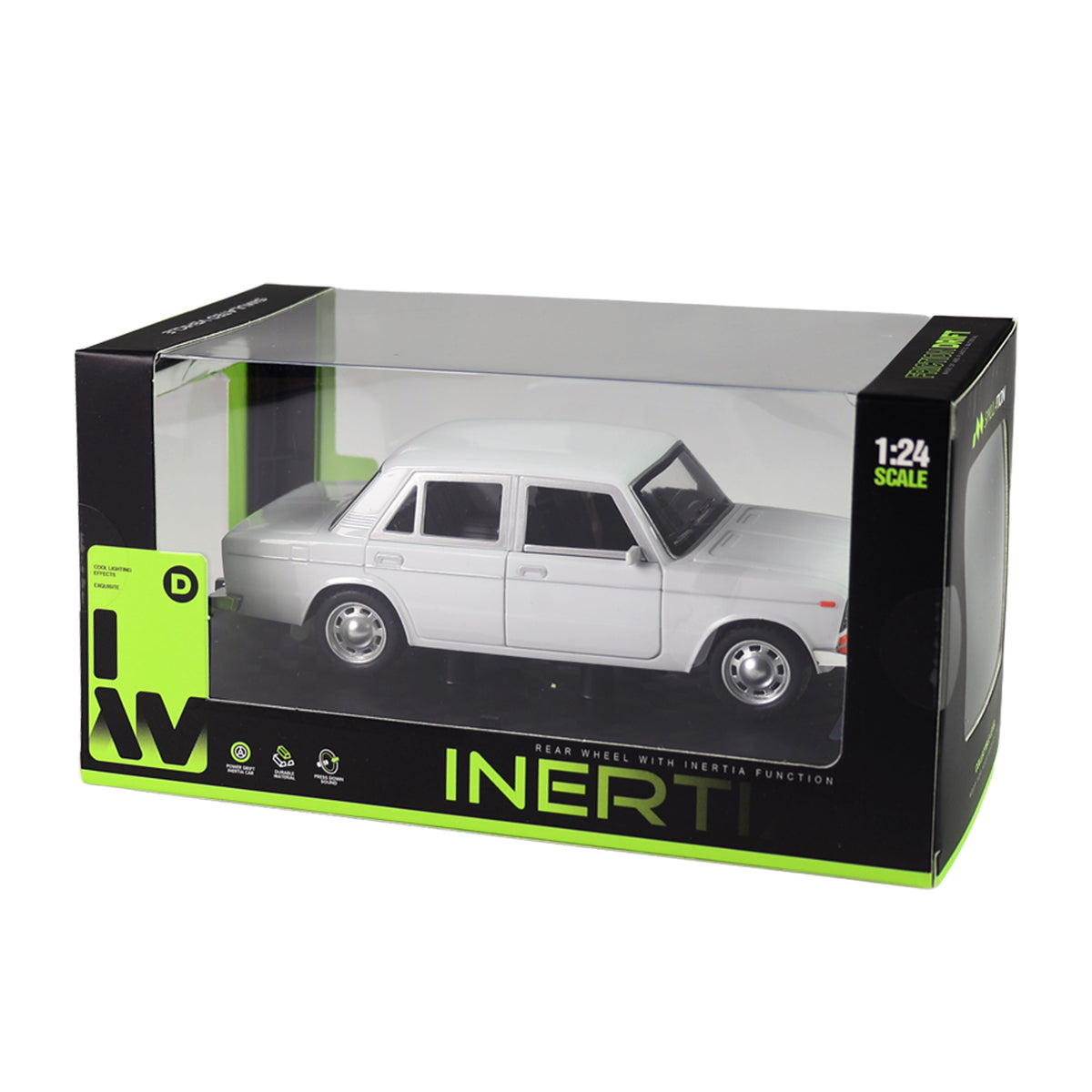 White toy car with sound and lights 18 cm