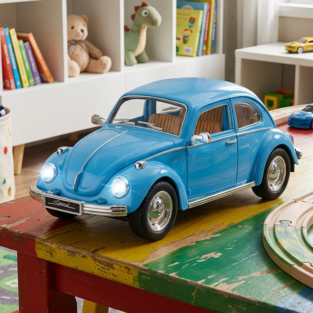 Blue toy car with sound and lights