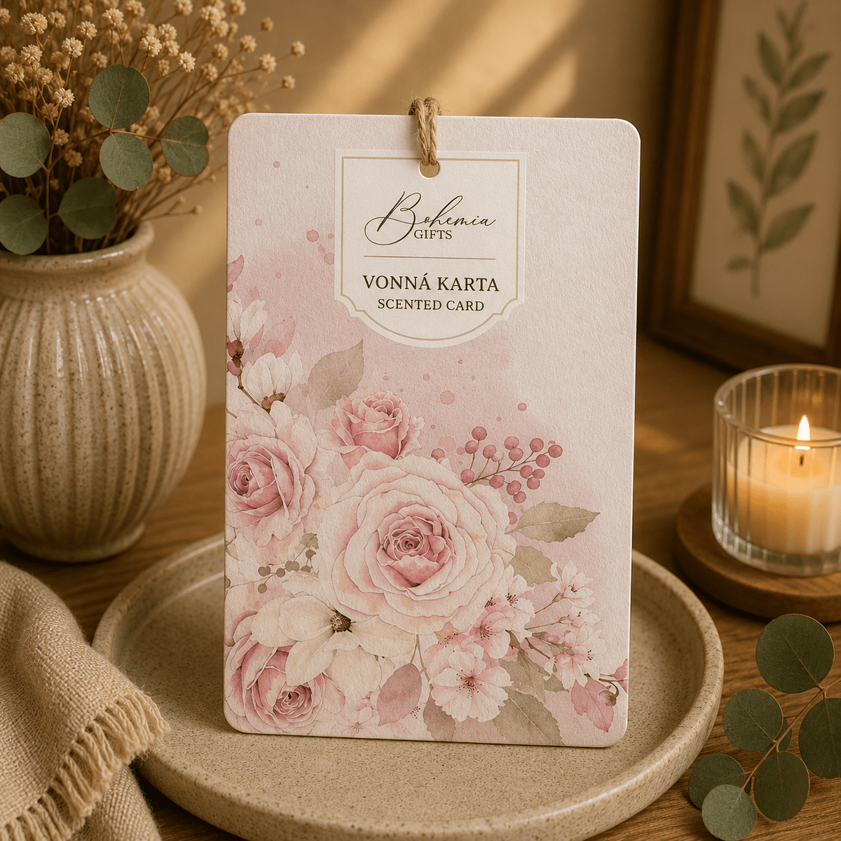 Large Scented Card with Rose Motif