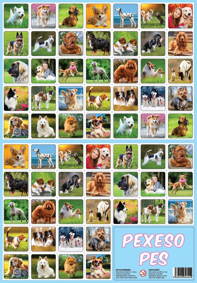 Memory game Dogs, 32 pairs / Pexeso