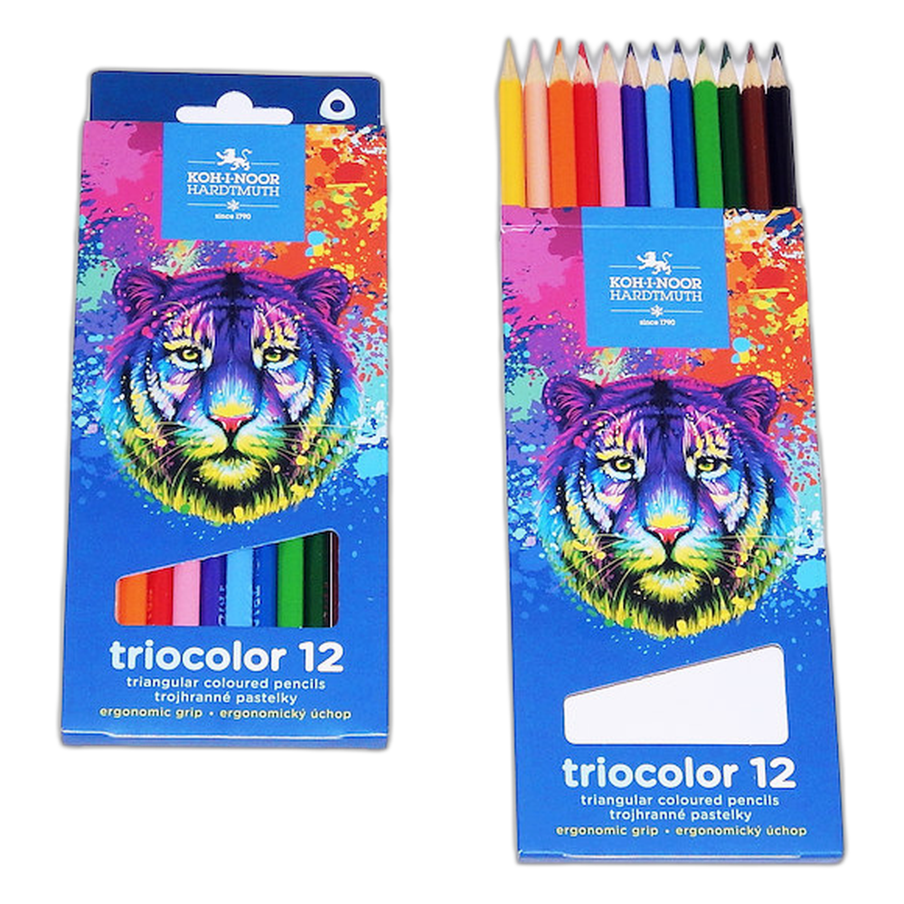 Koh-i-Noor 3132 Thin Triangular Coloured Pencils 12 Tiger