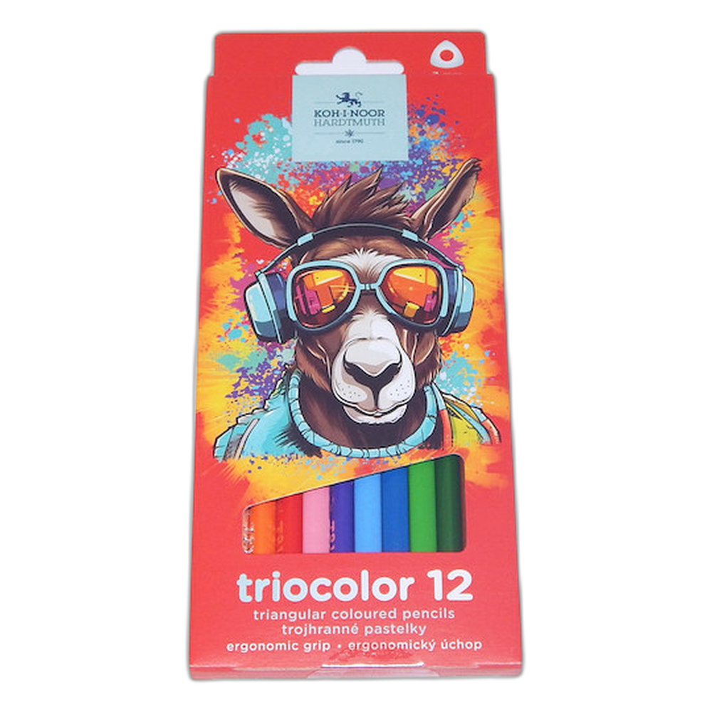 Koh-i-Noor 3132 Thin Triangular Coloured Pencils 12 Donkey