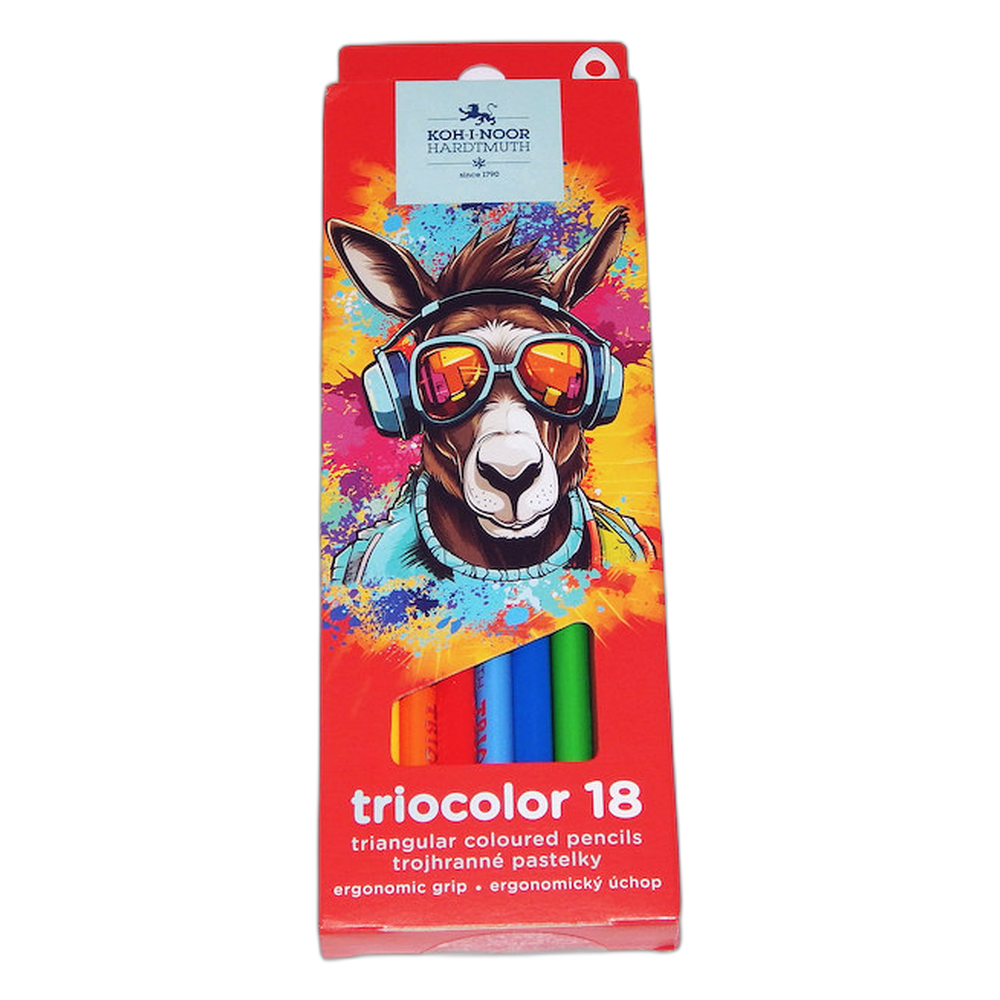 Koh-i-Noor 3133 Thin Triangular Coloured Pencils 18 Donkey