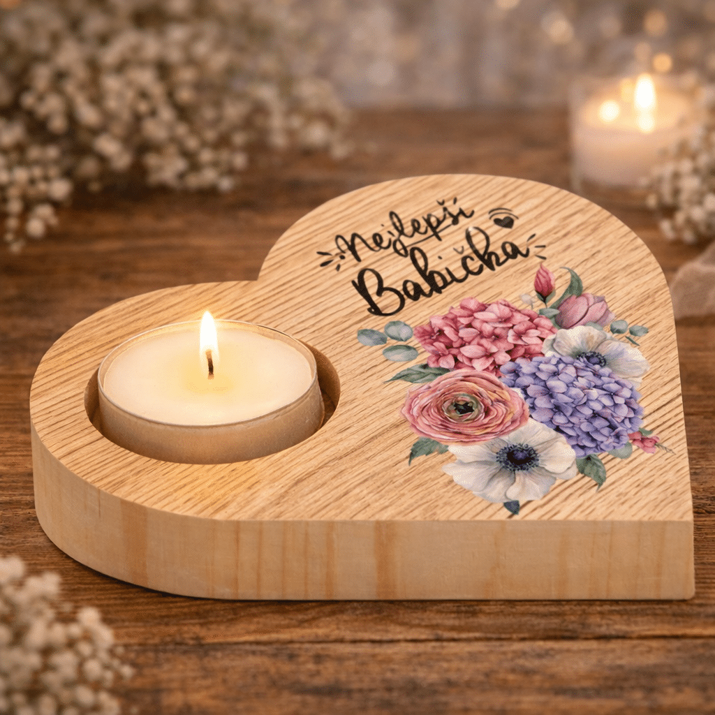 Wooden Heart Candle Holder for the Best Grandma