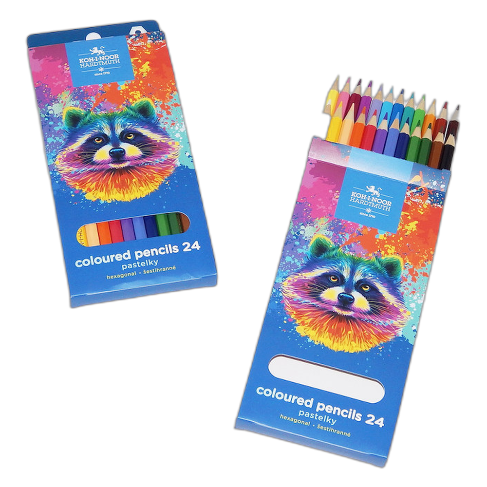 Koh-i-Noor 3554 Long Coloured Pencils 24 Raccoon