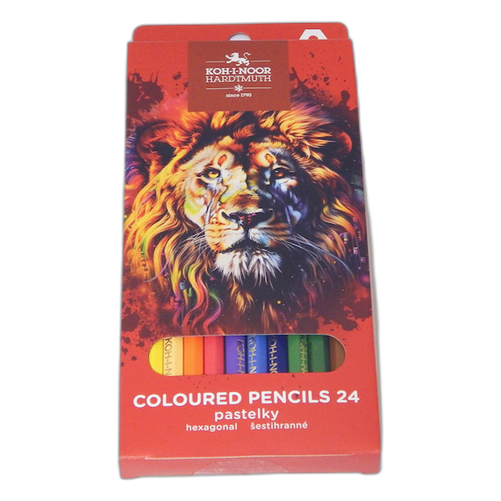 Koh-i-Noor 3554 Long Coloured Pencils 24 Red Lion