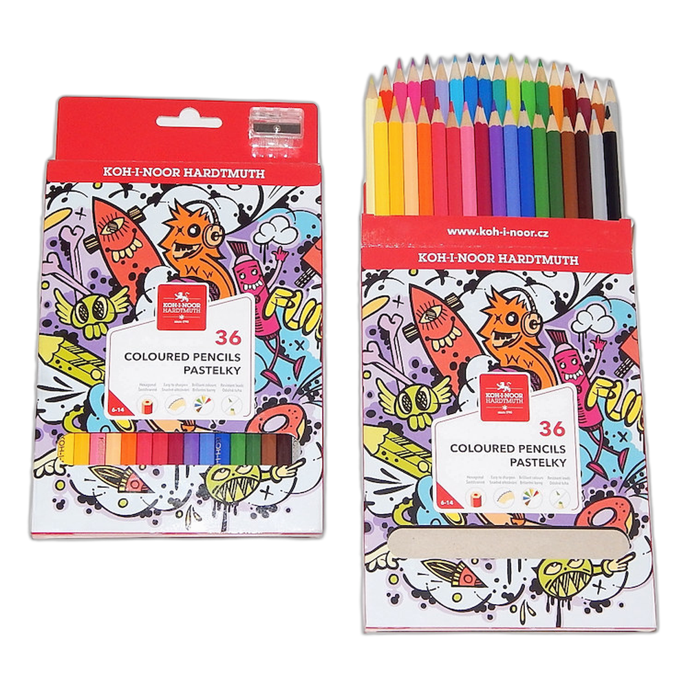 Koh-i-Noor 3555 Long Coloured Pencils 36 Teenage