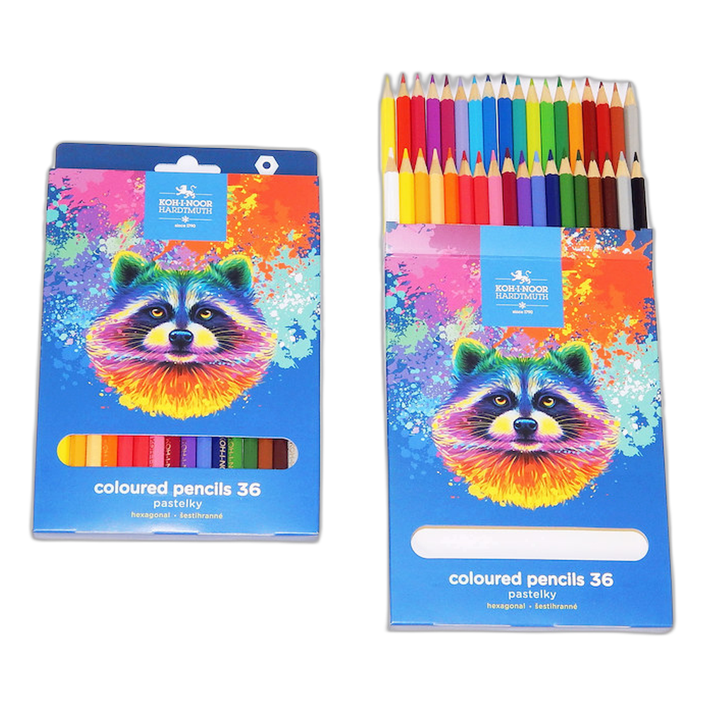 Koh-i-Noor 3555 Long Coloured Pencils 36 Raccoon