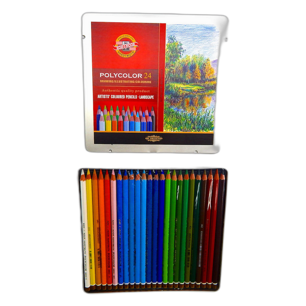 Koh-i-Noor Polycolor Artist Pencils 24 Landscape Shades in Tin