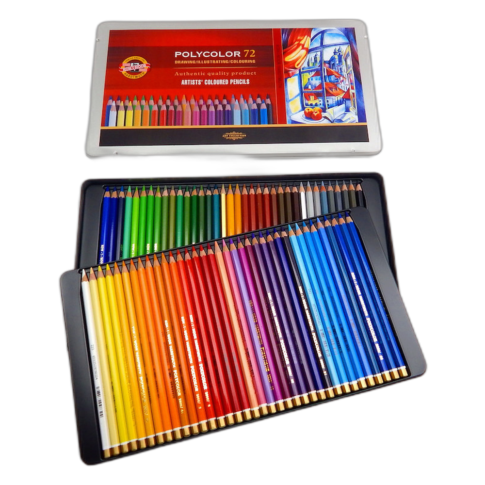 Koh-i-Noor Polycolor Artist Coloured Pencils 72 in Tin