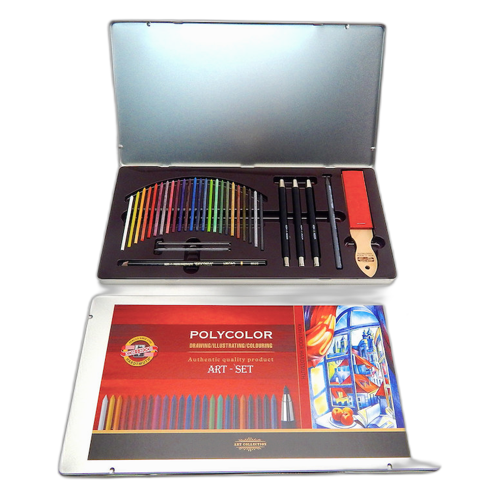 Koh-i-Noor Polycolor Drawing Set 3896 with Mechanical Pencils in Tin
