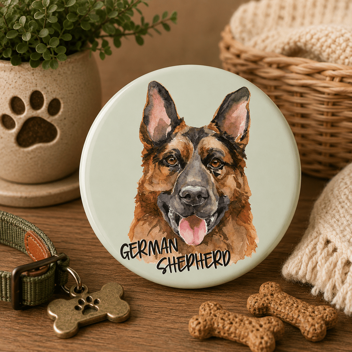 German Shepherd Pin Badge, 44 mm