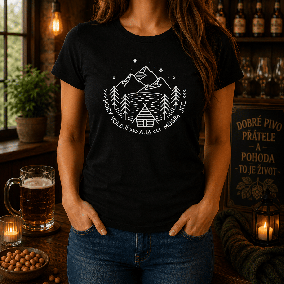Women's Black T-Shirt – Mountains Are Calling