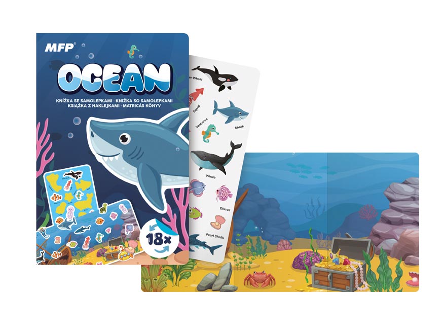 Ocean sticker book 12 x 18 cm, 18 stickers