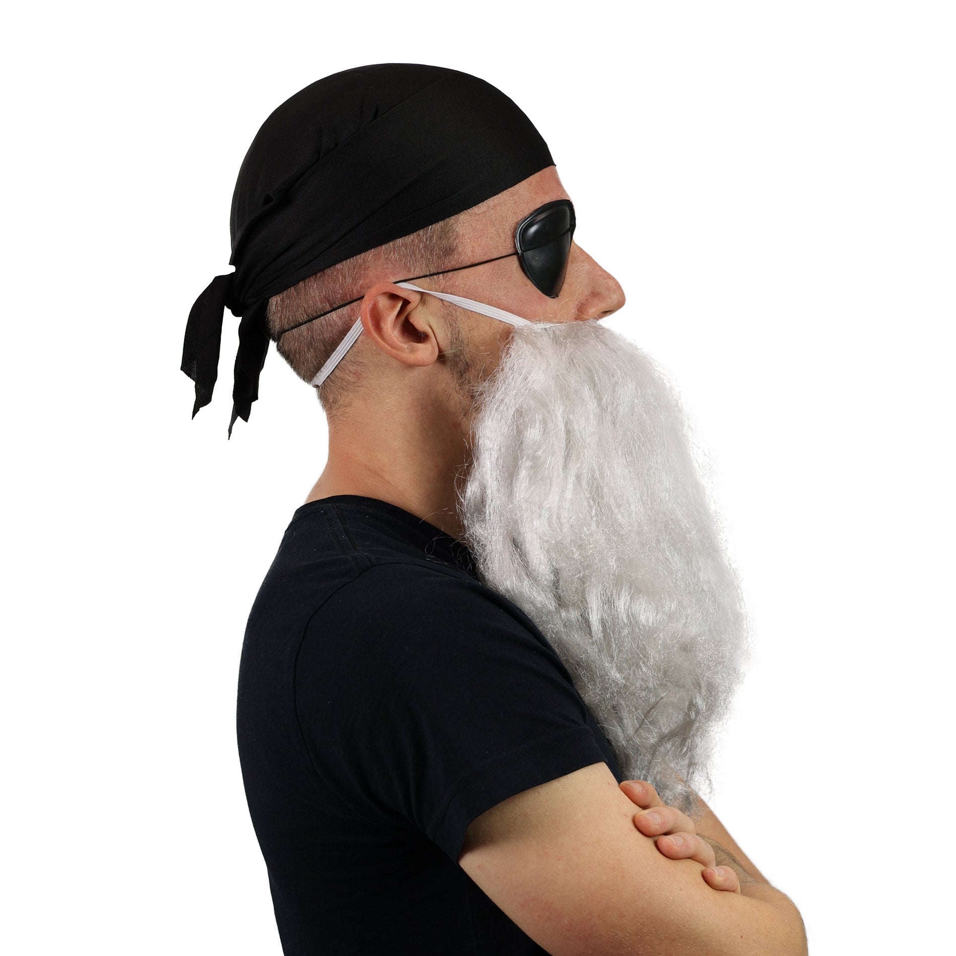 Pirate beard with scarf and eyepatch