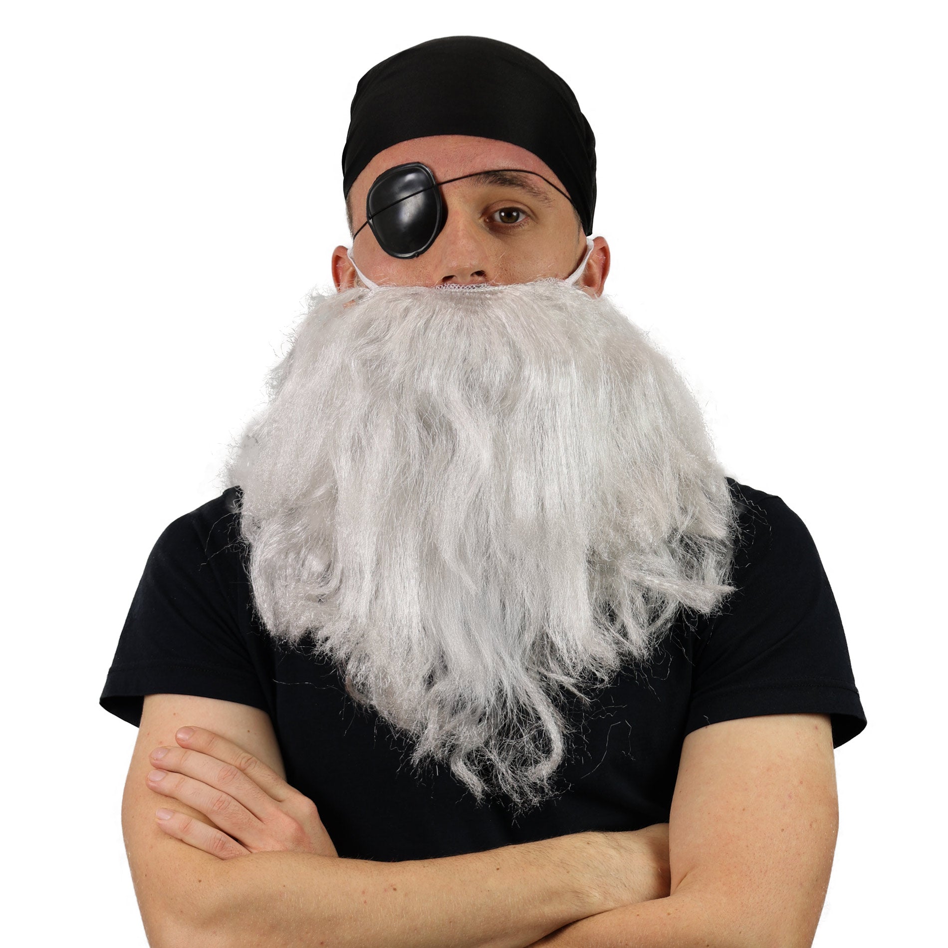 Pirate beard with scarf and eyepatch