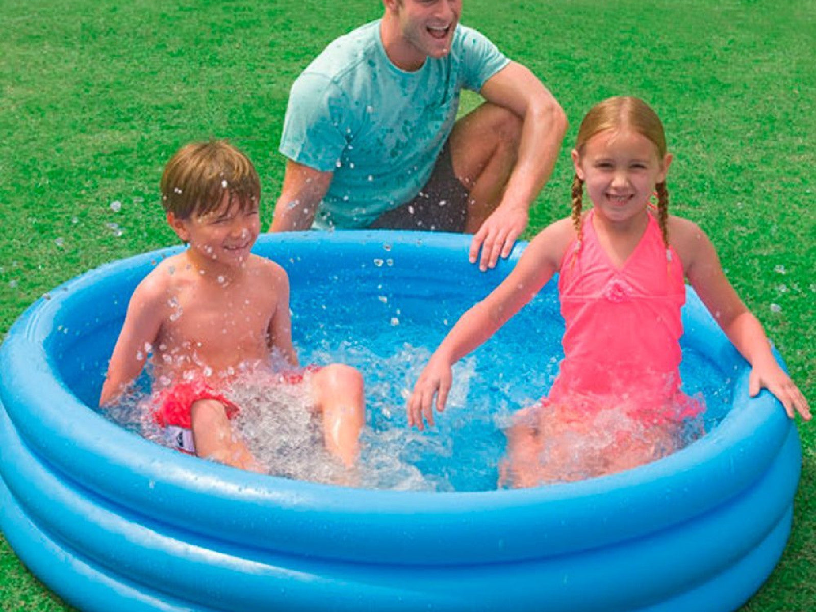 Blue inflatable pool 168 x 38 cm