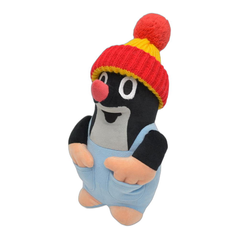 Little Mole 28 cm plush toy, red-yellow knitted hat, trousers