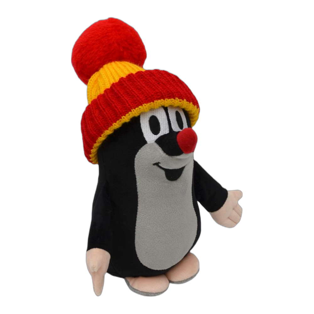 Little Mole 25 cm plush toy, red-yellow knitted hat