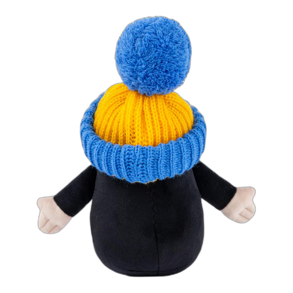Little Mole 20 cm plush toy, blue-yellow knitted hat
