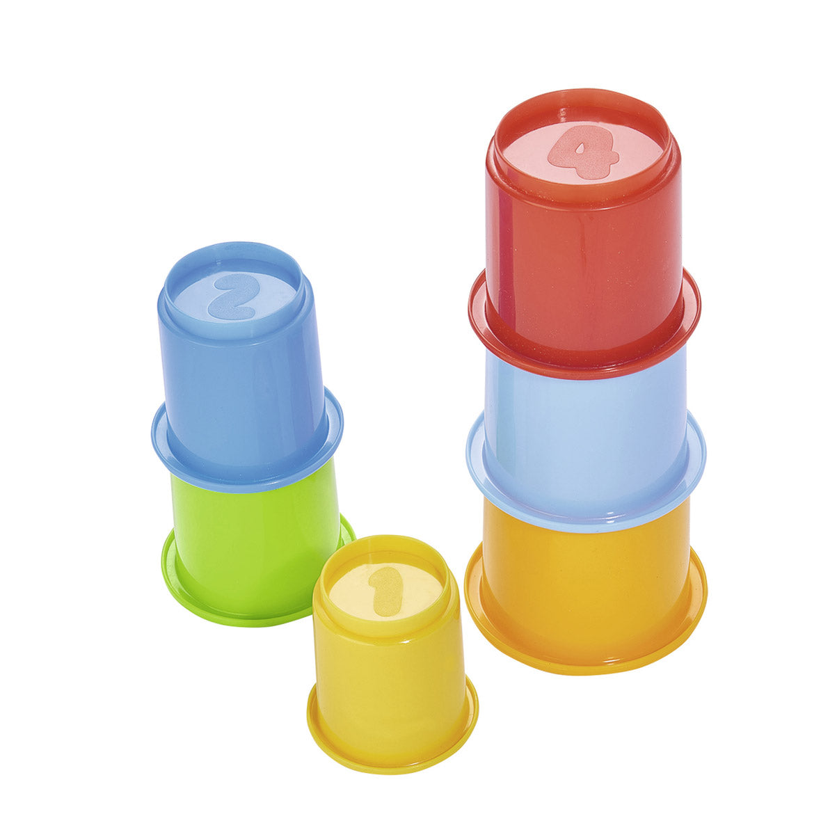 Colourful plastic stacking cups pyramid 6 pcs