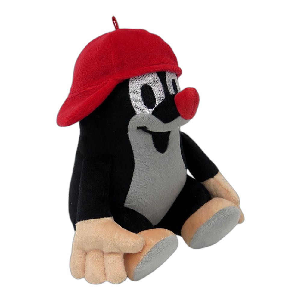 Little Mole 16 cm plush toy, red cap, sitting