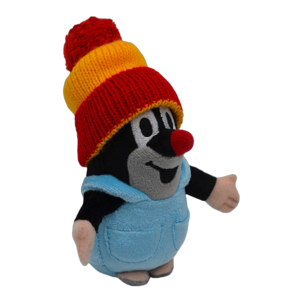 Little Mole 14 cm plush toy, red-yellow knitted hat, trousers
