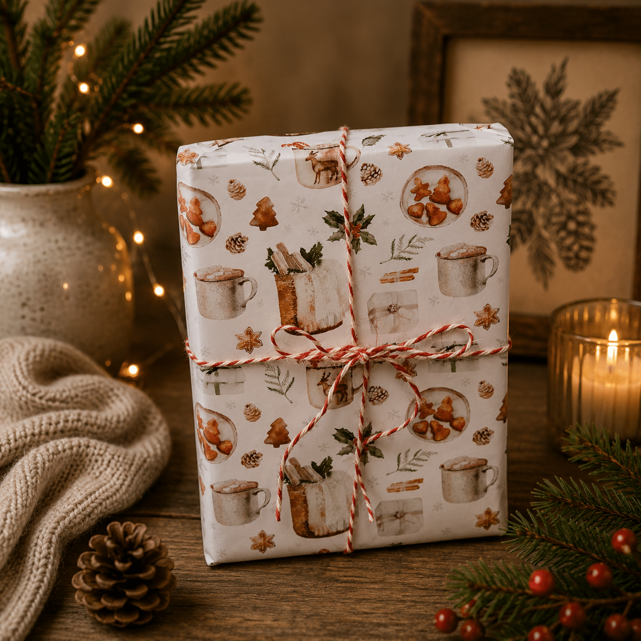 White Christmas Wrapping Paper, 4 Sheets A2