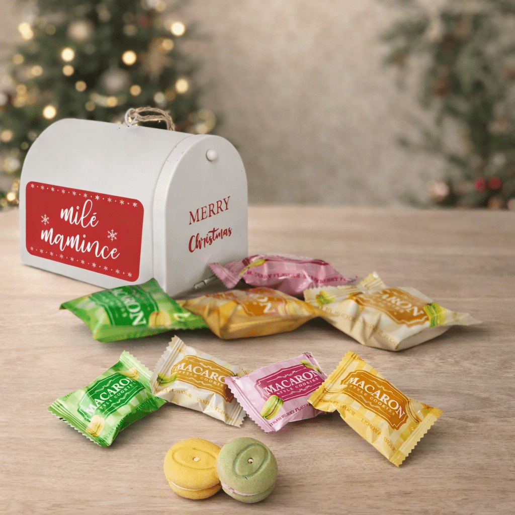 Christmas Mailbox with 4 Macarons for Mum