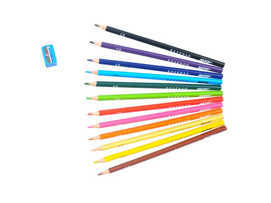 Scented triangular coloured pencils 12 pcs with sharpener