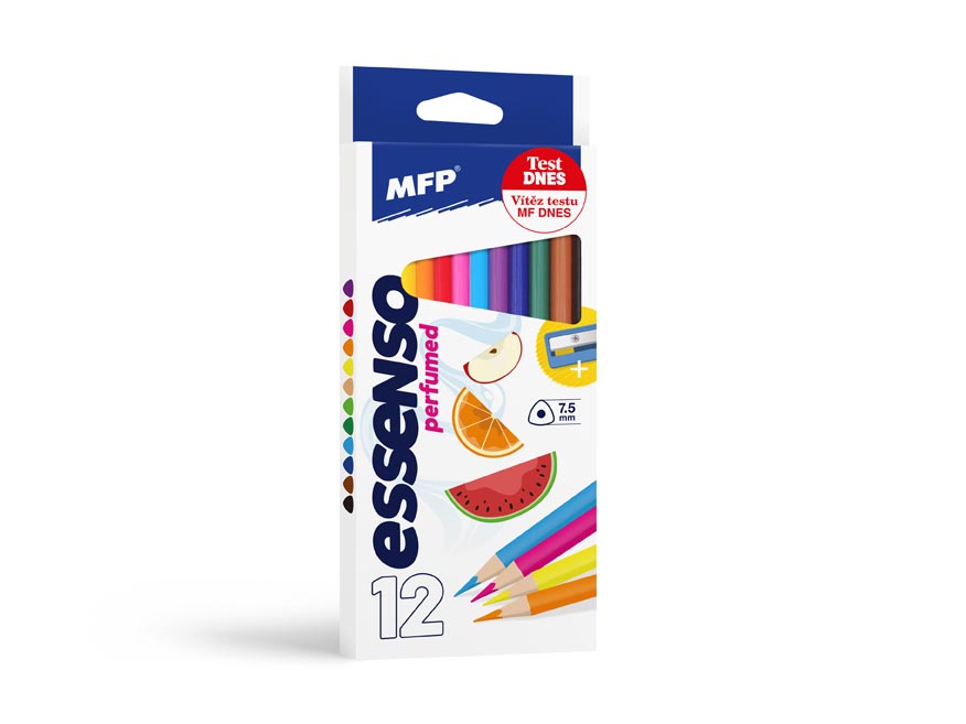 Scented triangular coloured pencils 12 pcs with sharpener