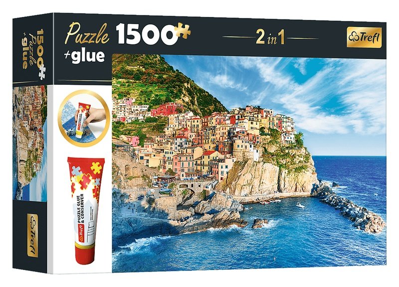 Puzzle Manarola, Ligurie, Itálie 2v1 1500 dílků + lepidlo