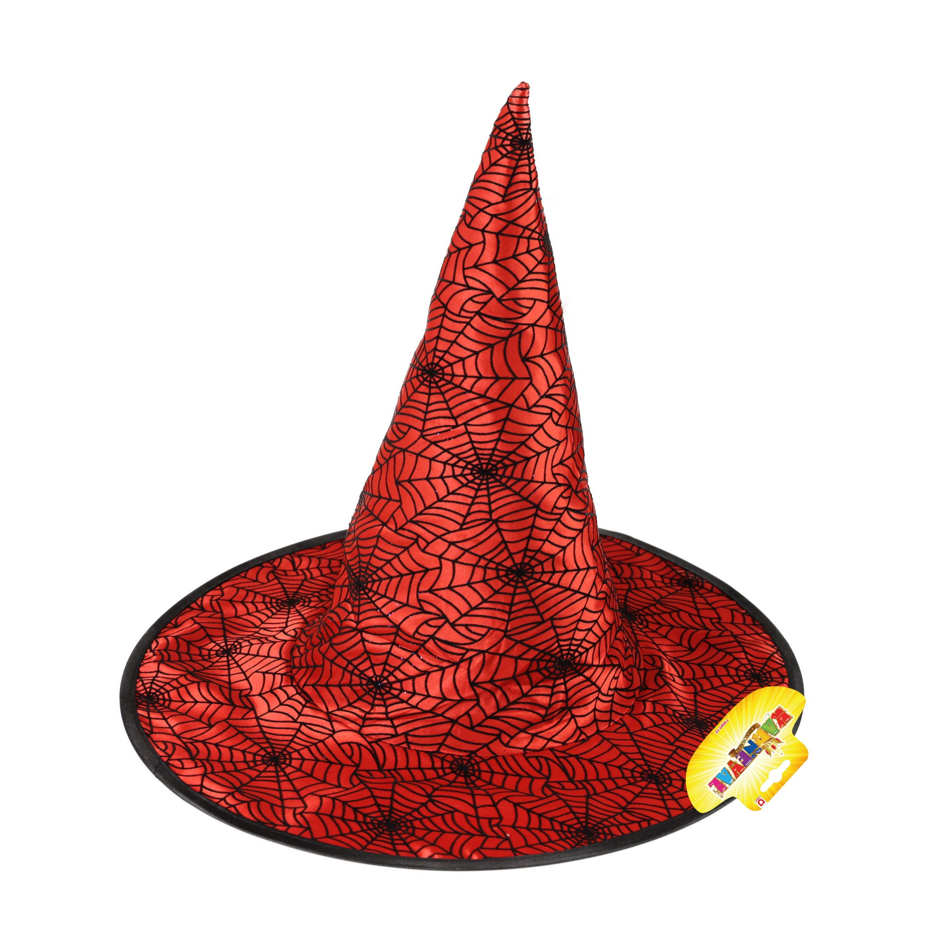 Red Witch Hat with Black Webs for Adults