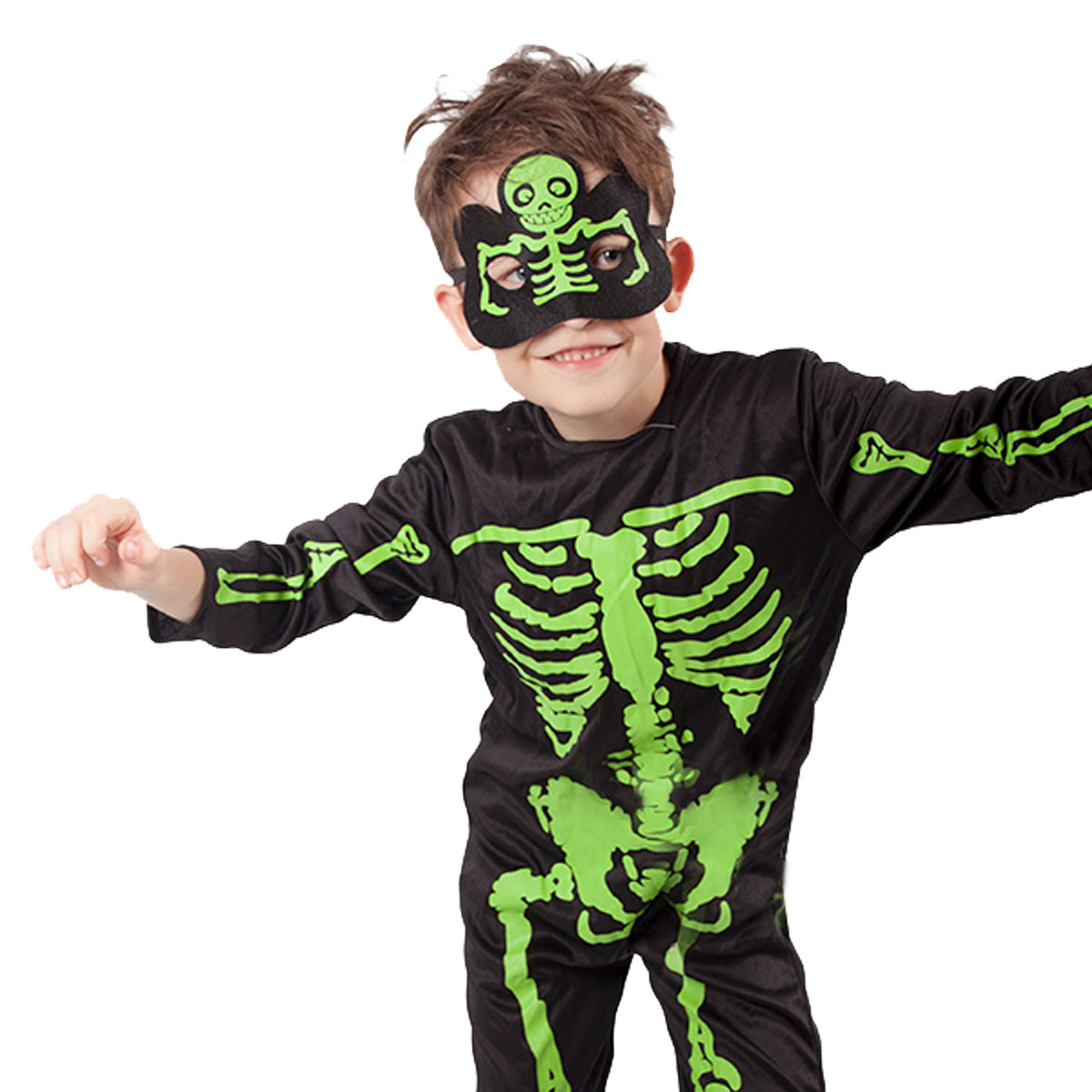 Neon skeleton costume for children (M)