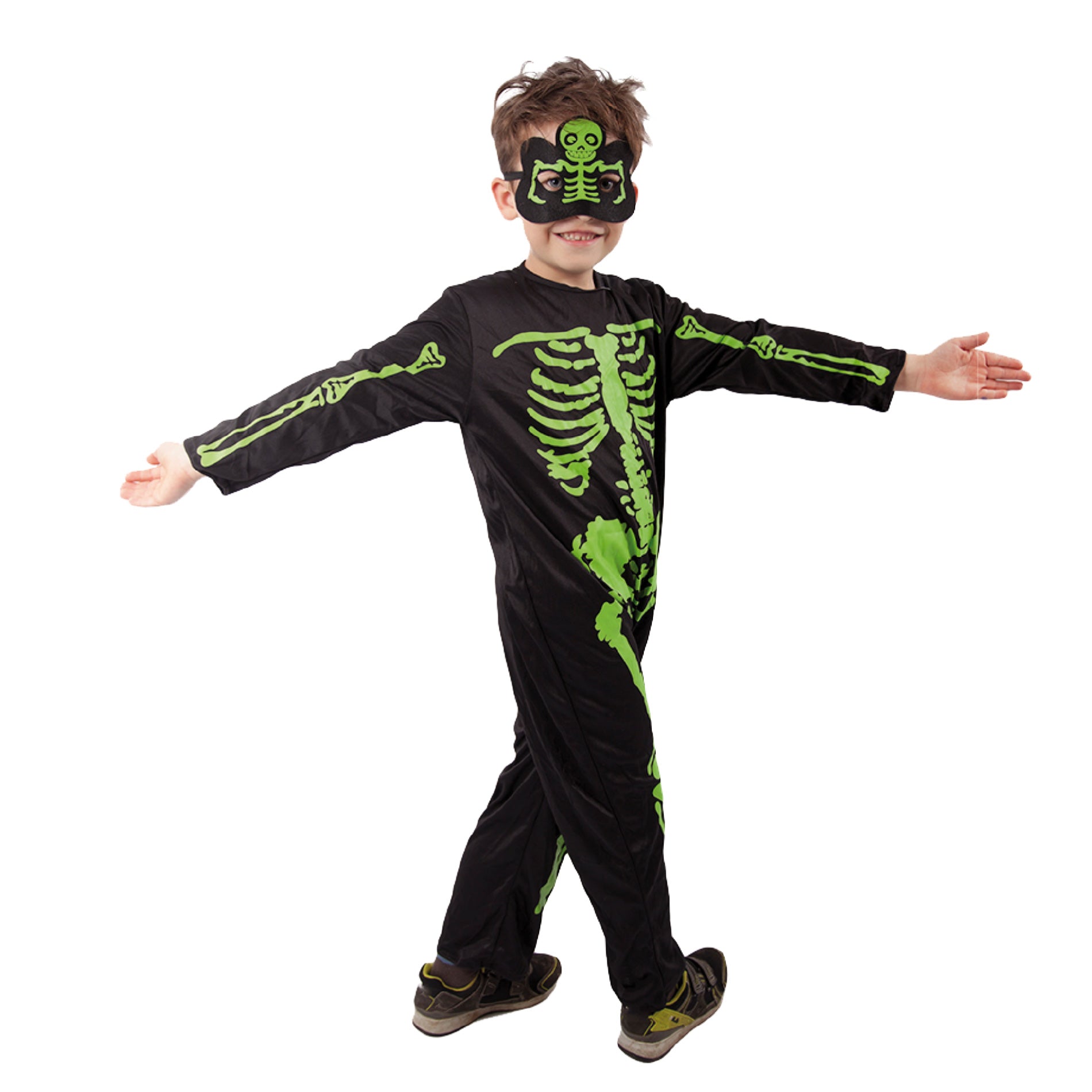 Children's neon skeleton costume size S