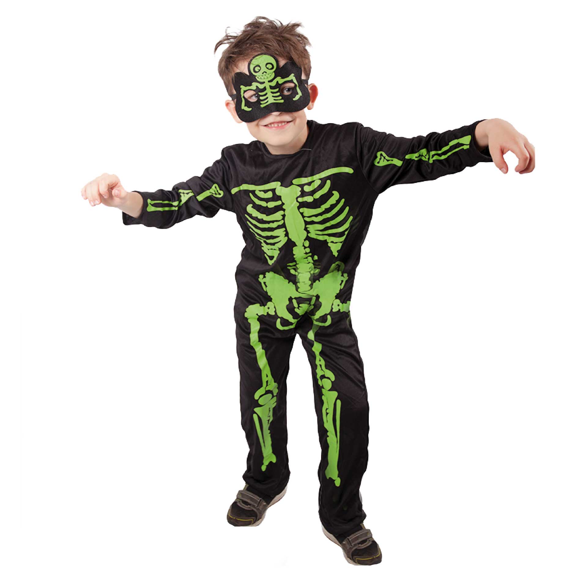 Children's neon skeleton costume size S