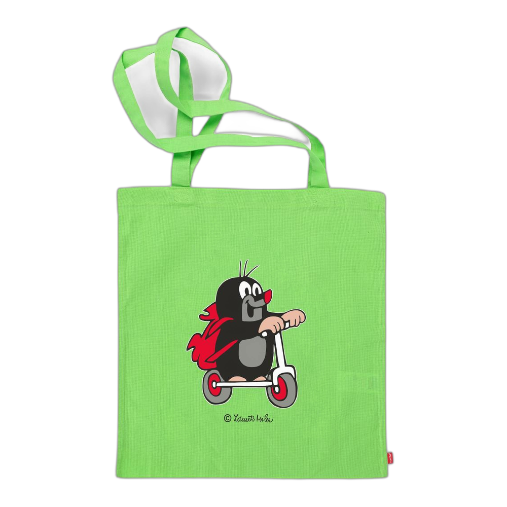 Little Mole tote bag 42×38 cm, green, scooter