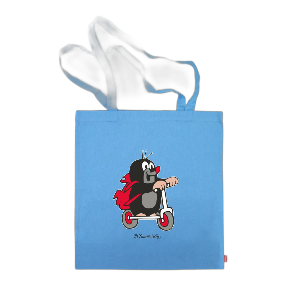 Little Mole tote bag 42×38 cm, blue, scooter
