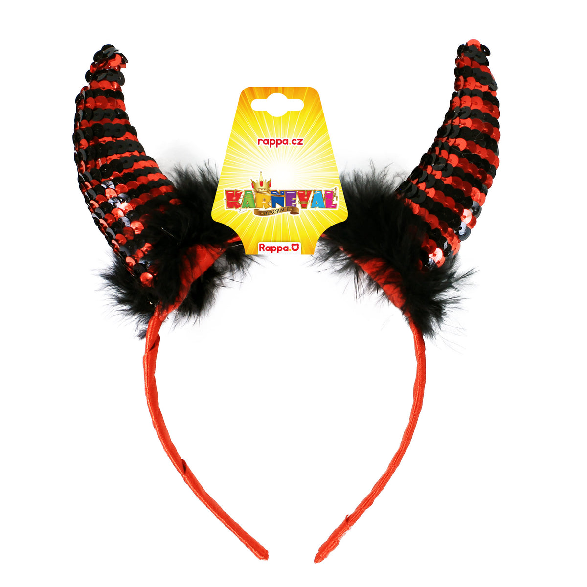 Devil horns with sequins and feathers