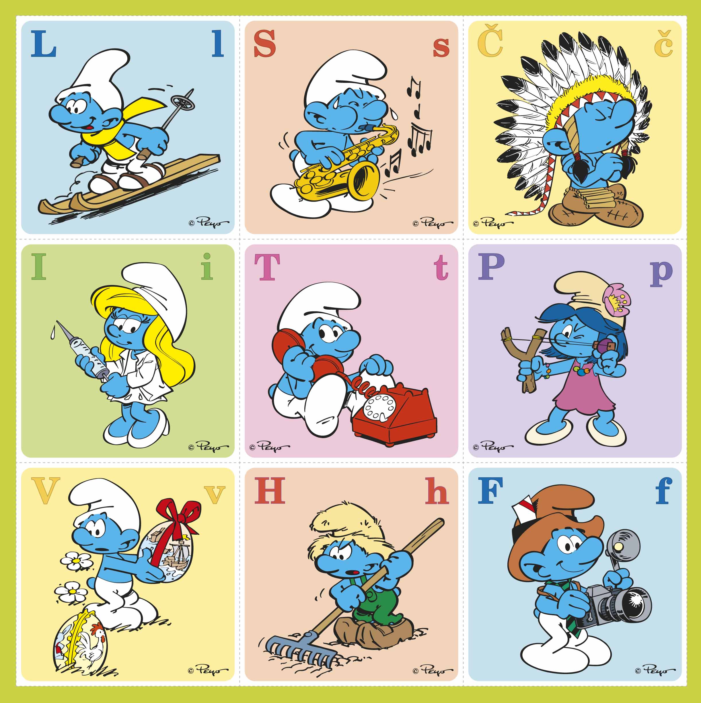 Smurf Alphabet Memory Game with Maxi Cards