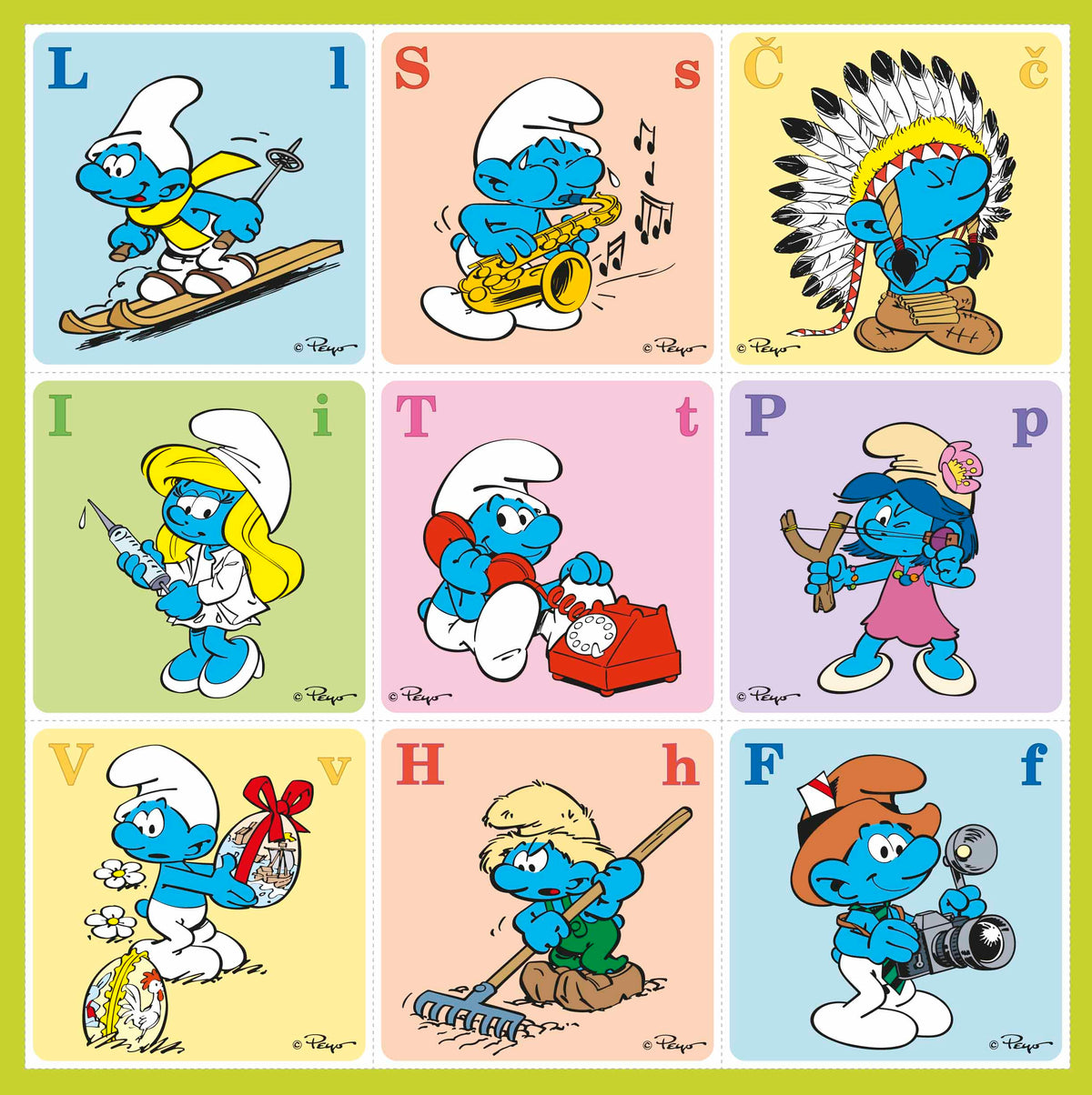 Smurf Alphabet Memory Game with Maxi Cards