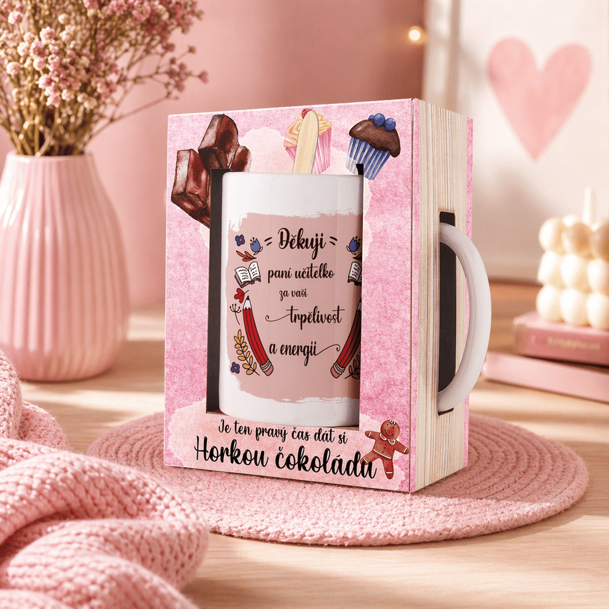 Ceramic Mug and Hot Chocolate for a Female Teacher