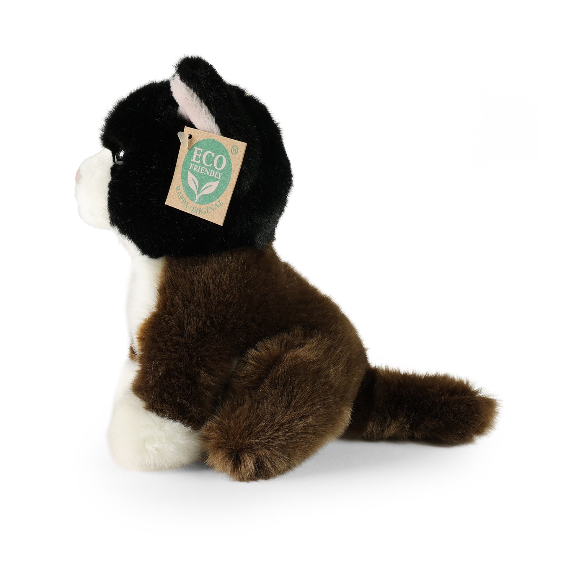 Eco-friendly tricolour plush cat 18 cm