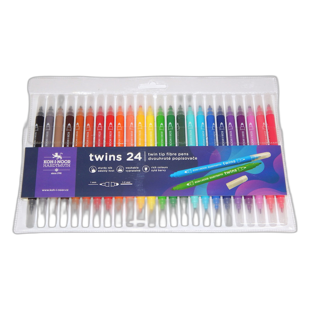 Koh-i-Noor 1023 Twin Double Ended Fibre Tip Pens Set of 24